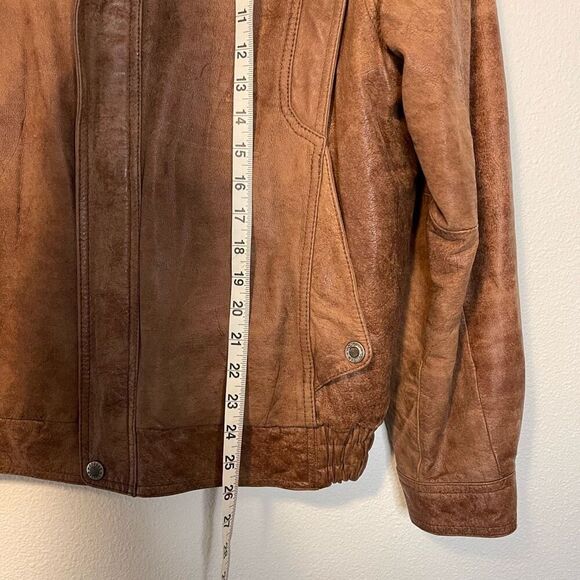 Vintage Cougar International Faded/Distressed Tan Leather Jacket Size XL - Picture 3 of 10